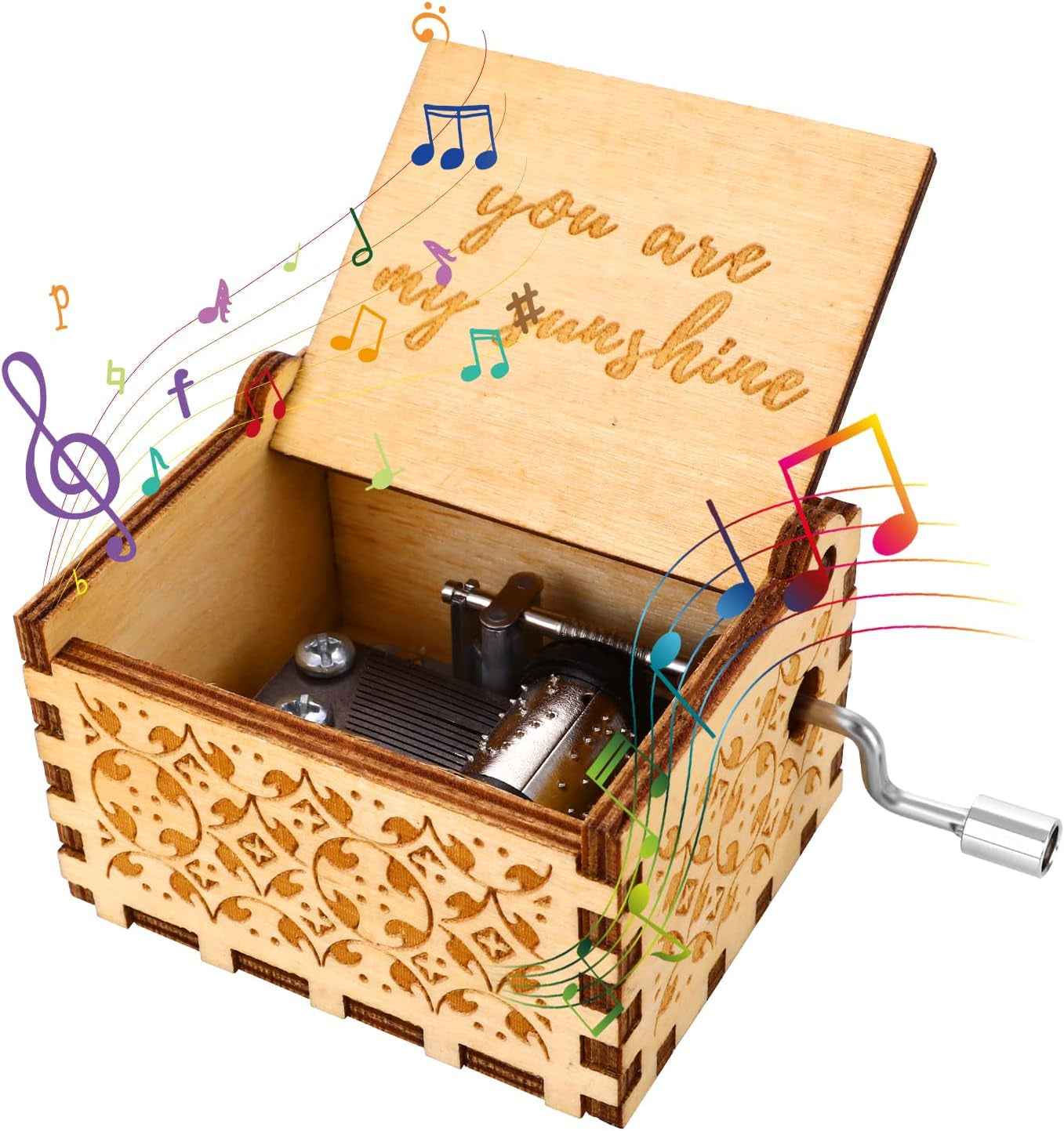 "You Are My Sunshine "Wooden Music Box Hand Cranked Toys Children'S Day Gifts