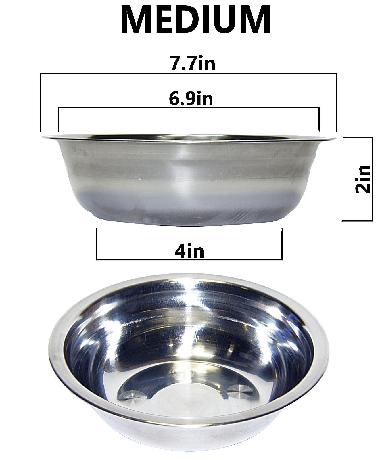 Set of 2 Dog Cat Pet Bowl Dish Metal STAINLESS STEEL Silver New XXS-XXL