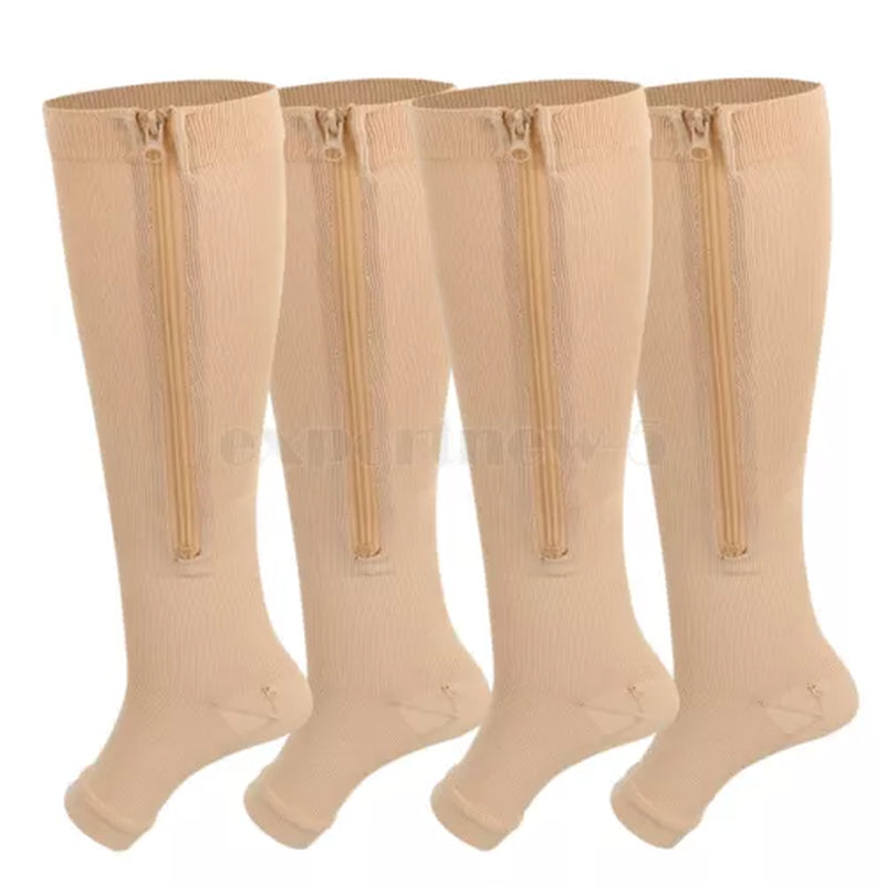 tame impala leg warmers Zipper Medical Compression Support Socks Knee High Open Toe Compression Socks Zip-Up Open Comfort Fit Womenswear Breathable