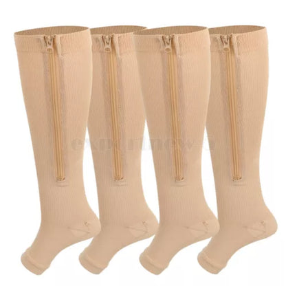 tame impala leg warmers Zipper Medical Compression Support Socks Knee High Open Toe Compression Socks Zip-Up Open Comfort Fit Womenswear Breathable