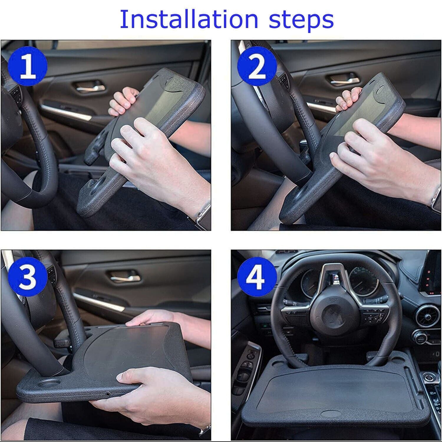 Must-Have Car Steering Wheel Tray Desk – Double-Sided Laptop, Food & Drink Holder! Lightweight, Portable, Perfect for Work, Travel & Drivers