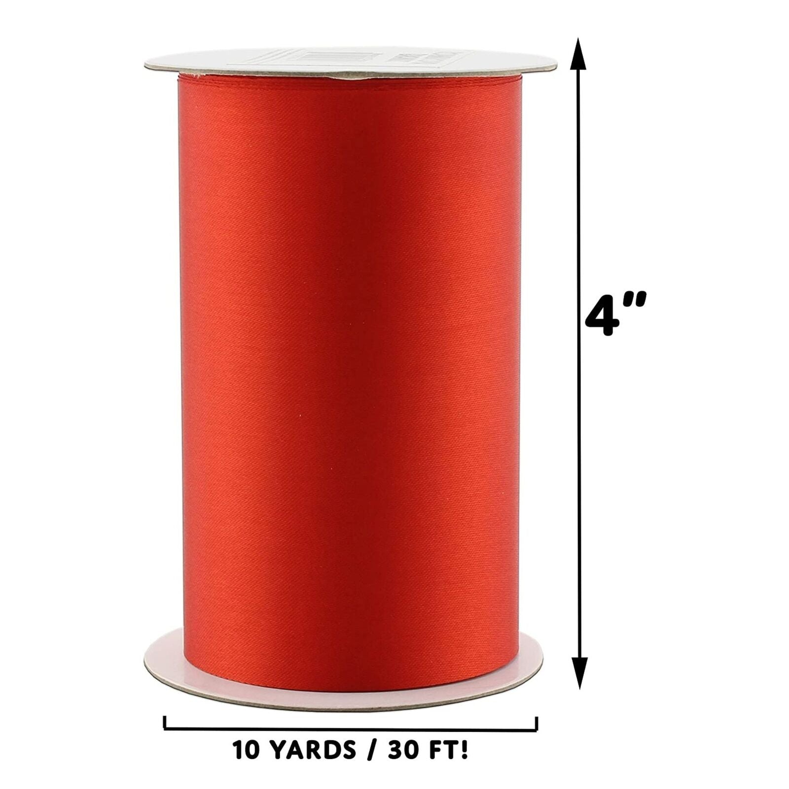 4" Wide Red Satin Ribbon, 10 Yards; Craft Ribbon for Christmas, Valentine, Gift