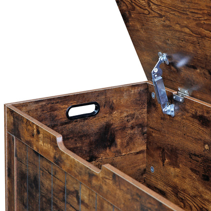 Lift Top Entryway Storage Chest 2 Safety Hinge Wooden Toy Box Bench, Brown