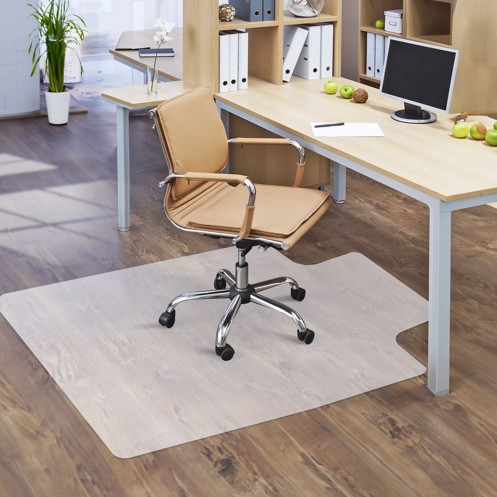 Protect Hard Floors with 48"x36" Office Chair Mat – Durable Clear PVC Mat with Lip for Hardwood, Tile, Laminate – Slip-Resistant & Easy to Clean