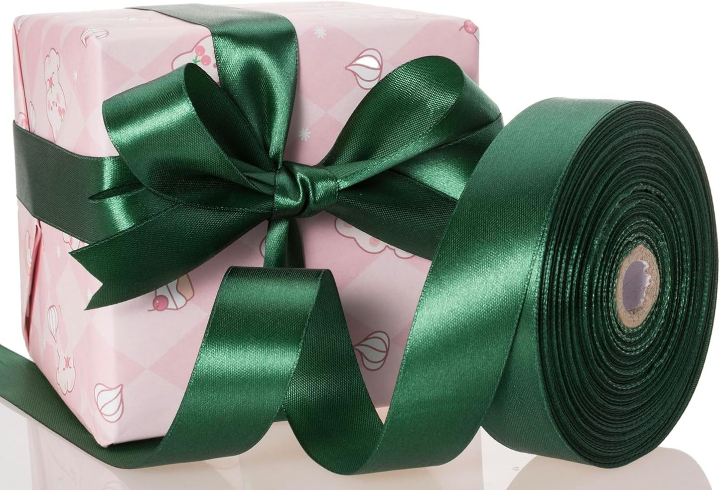 50 Yards 1 Inch Forest Green Satin Ribbon, Single Face 1",