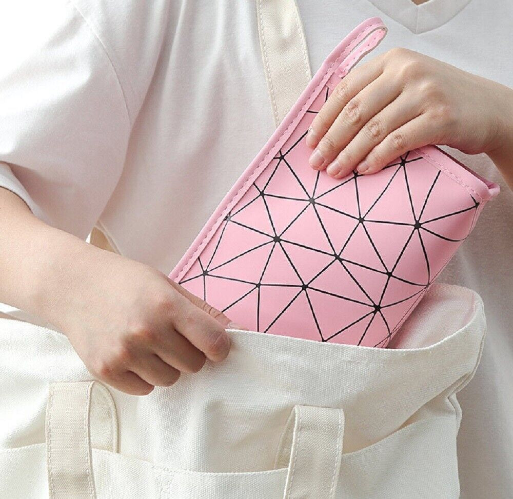 PU Leather Makeup Bag – Zipper Pouch Organizer Elegant Toiletry Cosmetic Holder