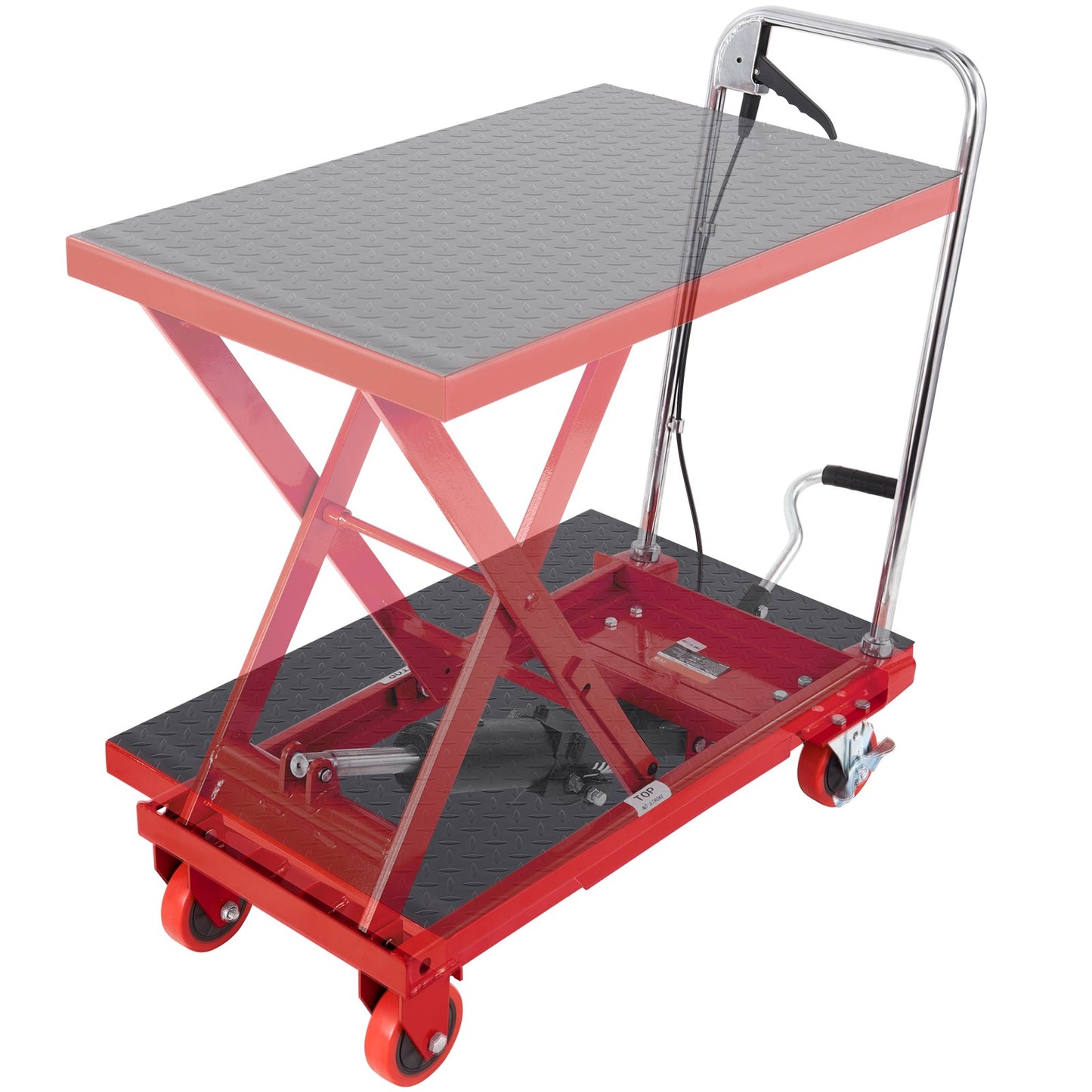 Hydraulic Lift Table Cart 500 Lbs Manual Scissor Lift Table 28.5" Red