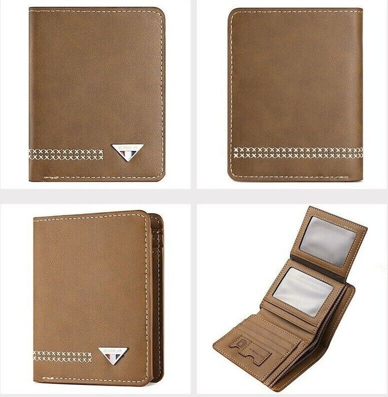Men'S Functional Bifold Leather Wallet with ID Window Card Holder Slim Purse