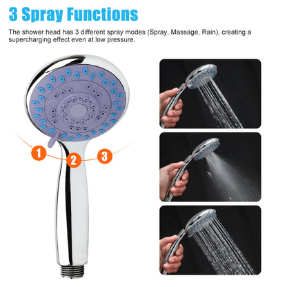 High Pressure 3-Setting Shower Head – Handheld Bathroom Sprayer with Hose | Easy Install, Spa-Like Pressure, TikTok Viral Bathroom Upgrade Must-Have