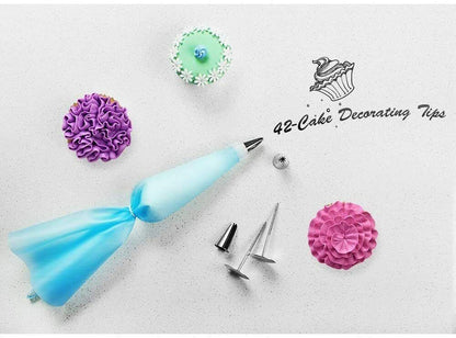 42 Pcs Cake Decorating Kit Set Tools Bags Piping Tips Pastry Icing Bags Nozzles