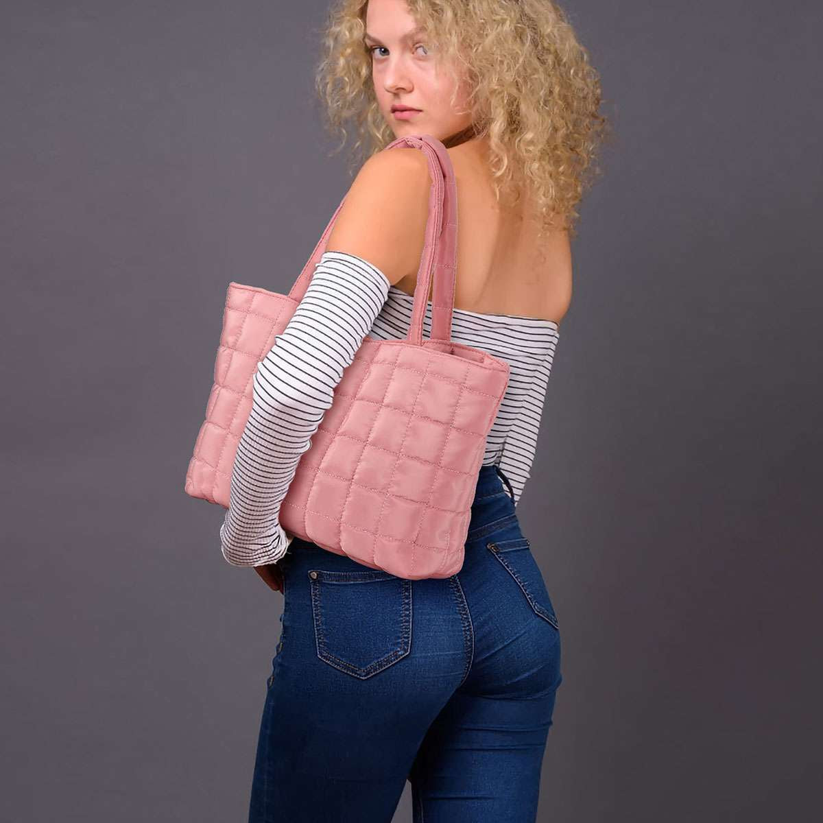 Women Puffer Tote Bag Quilted Puffy Handbag Shoulder Bag down Underarm Large Bag