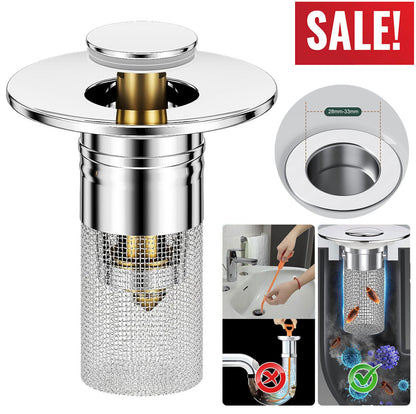 Effortless Drain Protection: Universal Bathroom Sink Stopper & Hair Catcher Strainer