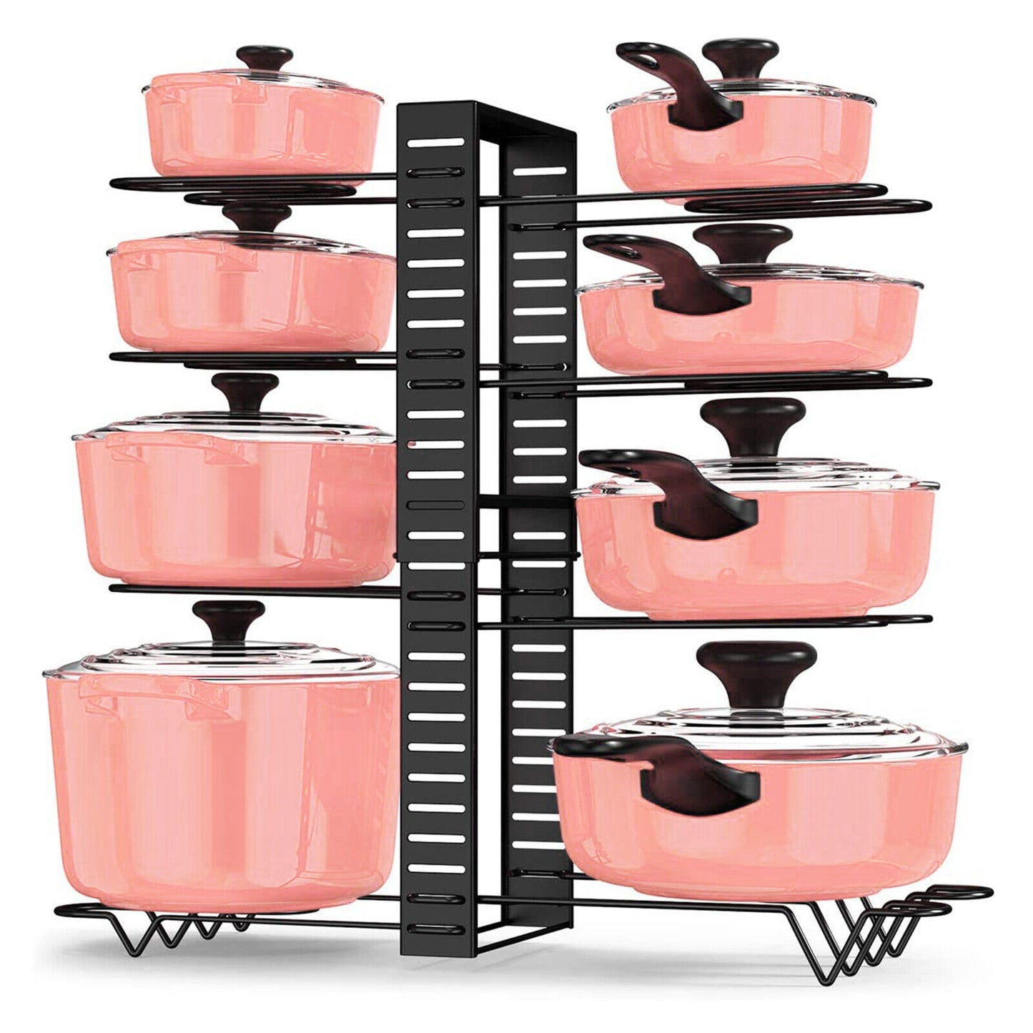 Adjustable 8 Tier Pots and Pans Organizer Rack Pots Holder for Kitchen Cabinet