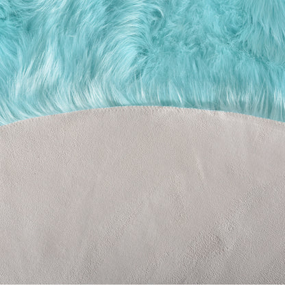 Faux Fur Sheepskin Fluffy Area Rugs round Shaggy Carpet for Bedroom Living Room