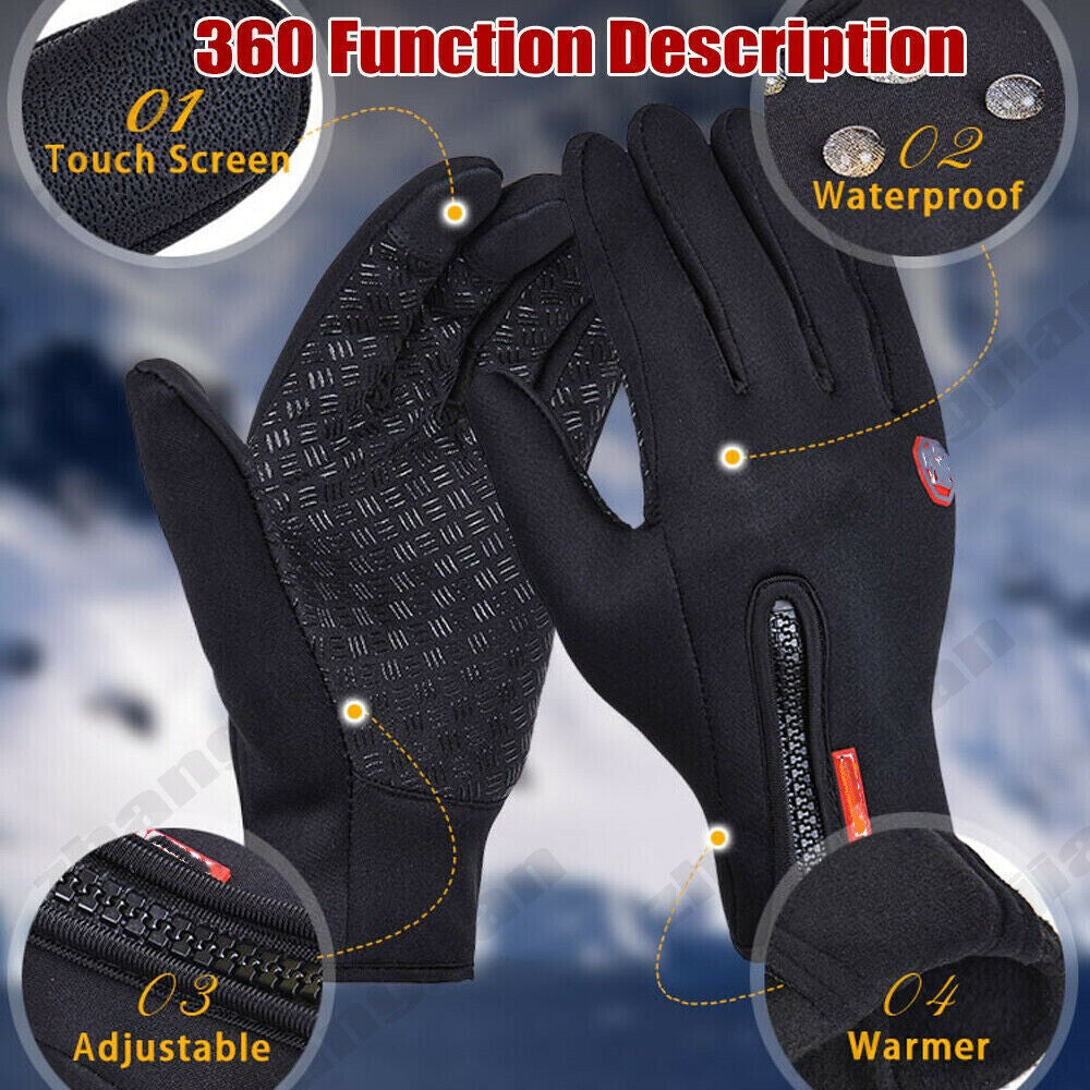 Thermal Windproof Waterproof Winter Gloves Touch Screen Warm Mittens – Insulated, Waterproof, and Touchscreen Compatible for Outdoor Activities