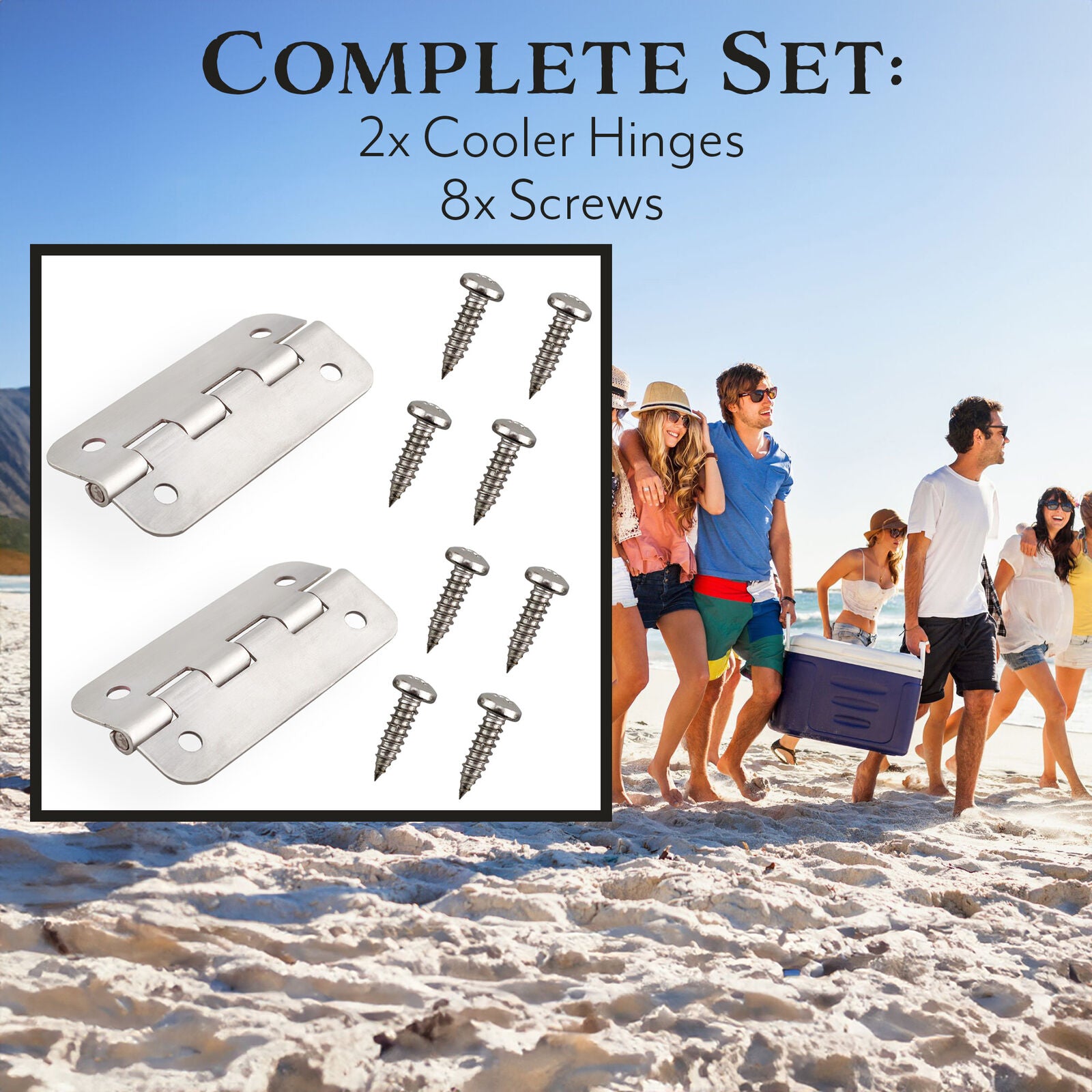Stainless Steel Cooler Hinges – Heavy-Duty Replacement for Igloo Ice Chests, Durable Metal Hinges for 25-165 Qt Coolers, Rust-Resistant & Easy Install