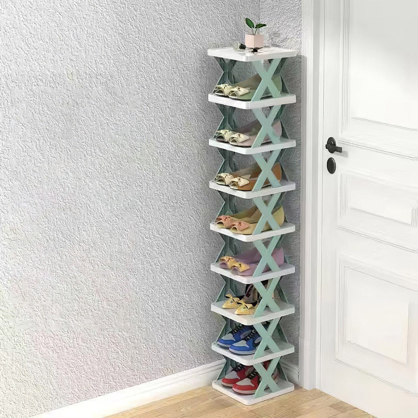 9-Tier Space-Saving Shoe Rack Organizer - Narrow Adjustable DIY Shoe Shelf for Entryway, Closet, or Bedroom, Easy Tool-Free Assembly, Modern Design