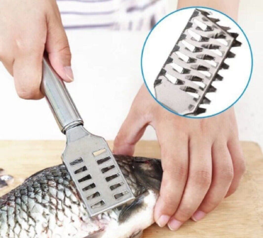 Stainless Steel Fish Scaler Brush - Easy Fish Scale Remover, Fast Descaling Tool, Non-Slip Handle, Rustproof, Safe & Efficient Kitchen Gadget Utensils