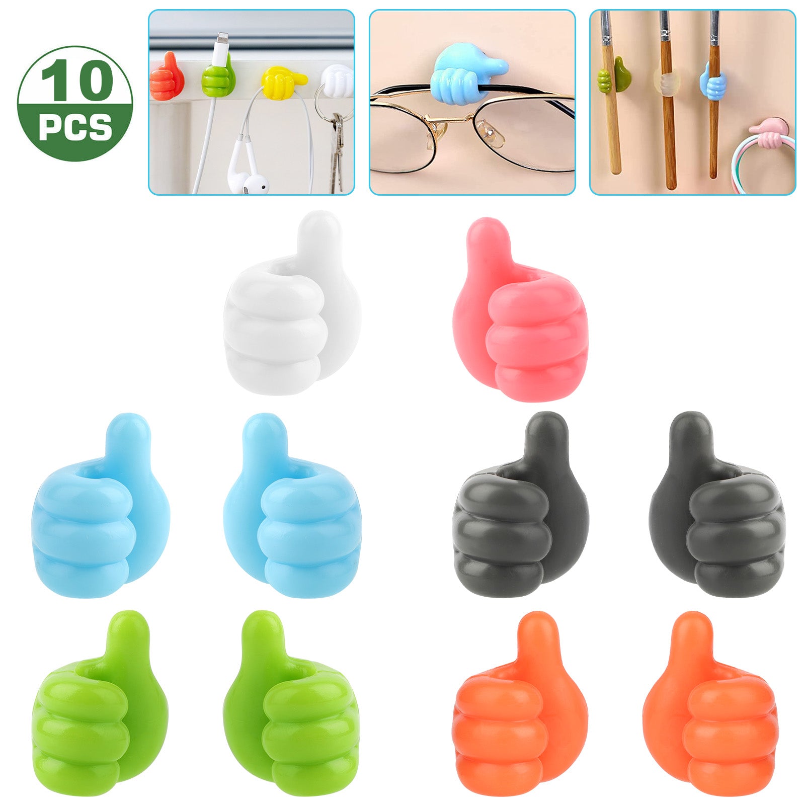 40X Thumb Shape Self Adhesive Hook Multifunctiona