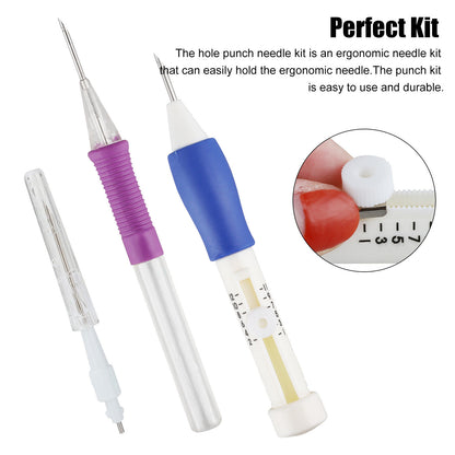 DIY Punch Needle Magic Embroidery Pen Set Stitching Thread Tool Sewing Craft Kit