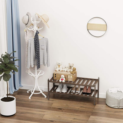 Bamboo 2-Tier Shoe Rack Stackable Shoe Shelf Storage Organizer for Entryway, ...