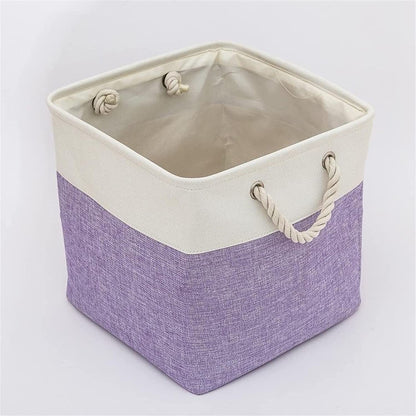 Large Storage Basket Rectangular Fabric Collapsible Organizer Bin Box 13×13×13In
