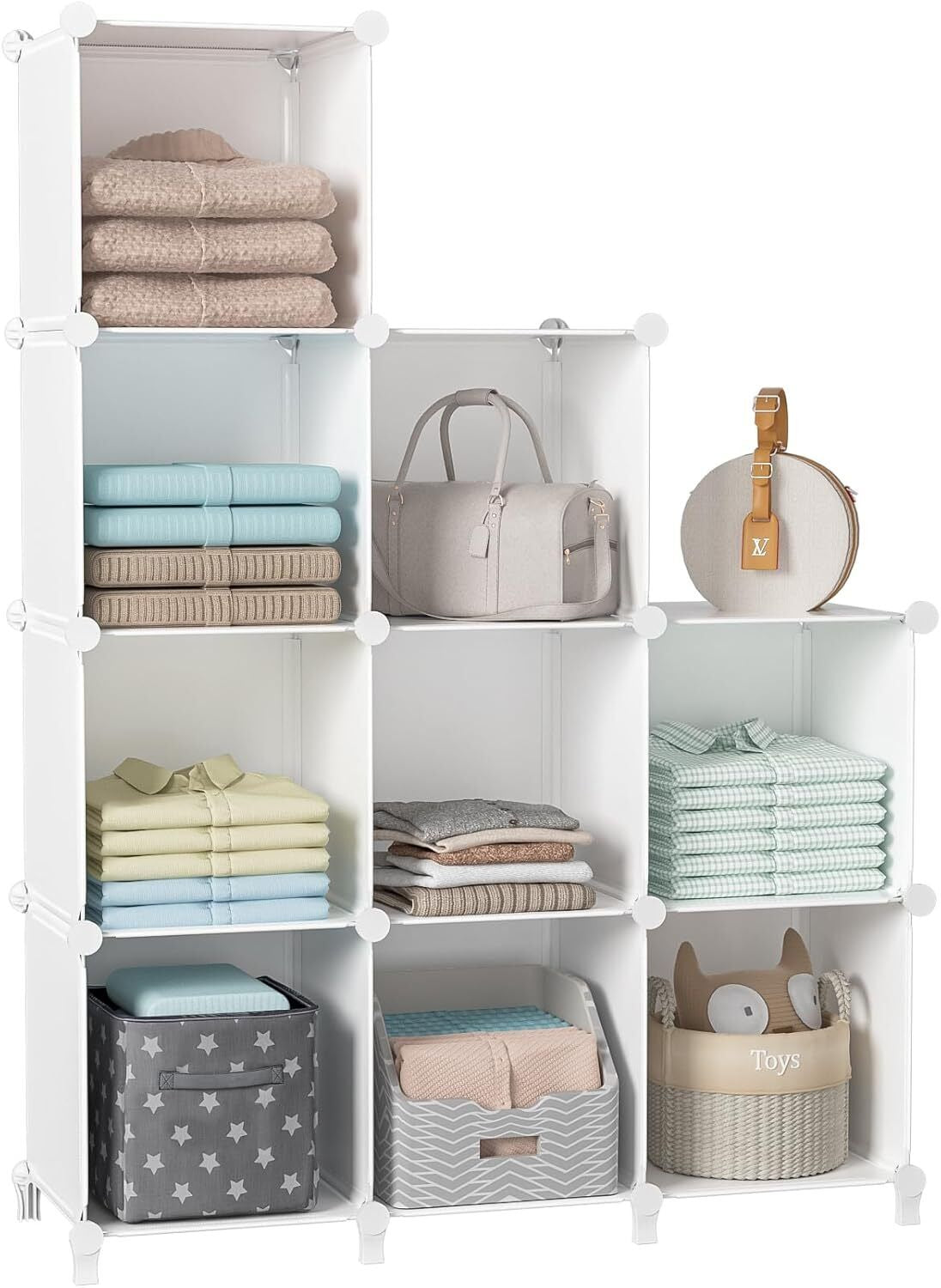 yarn storage Closet Organizer Portable Storage Shelf for Clothes, Toys & Books - 9 Cube Space Saving Storage Unit