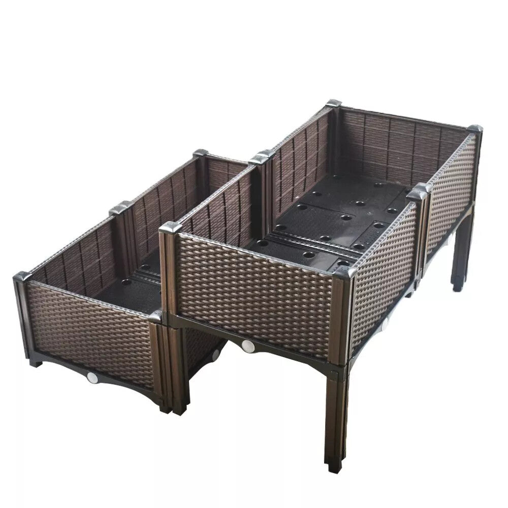 2X Elevated Rectangular Raised Garden Bed Flower Vegetable Grow Planter Care Box