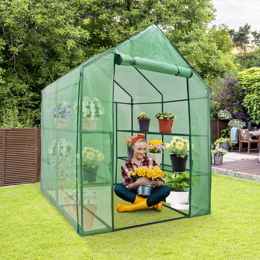 TikTok Trending! Mini Walk-In Greenhouse - 8 Shelves, 3 Tiers for Plants, Weather-Resistant, Portable, Breathable, Sturdy & Perfect for Small Spaces