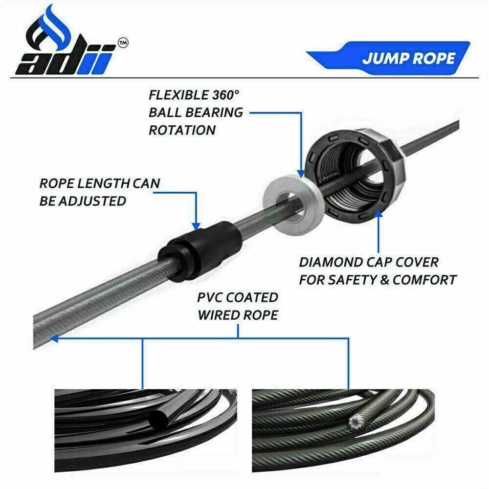 Jump Rope Gym Aerobic Exercise Boxing Skipping Adjustable Bearing Speed Fitness