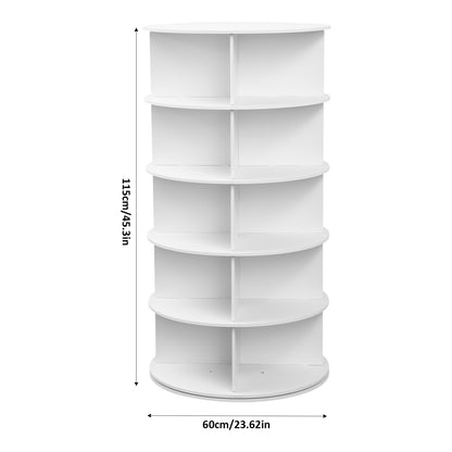 7-Tier Rotating Shoe Rack Tower 360° Spinning Shoe Display Carousel White