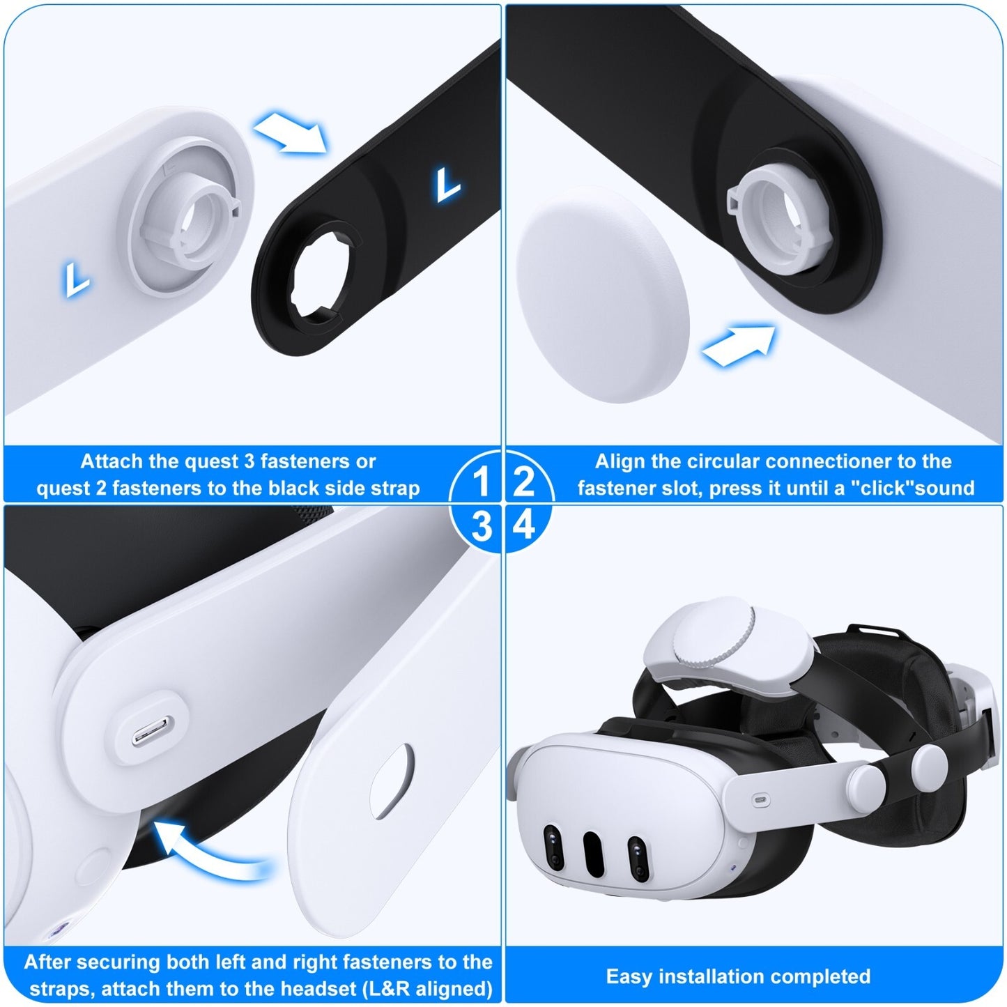 Head Strap Replacement for Meta Quest 3/2/3S,Double Knobs Adjustable Elite Strap