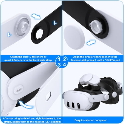 Head Strap Replacement for Meta Quest 3/2/3S,Double Knobs Adjustable Elite Strap