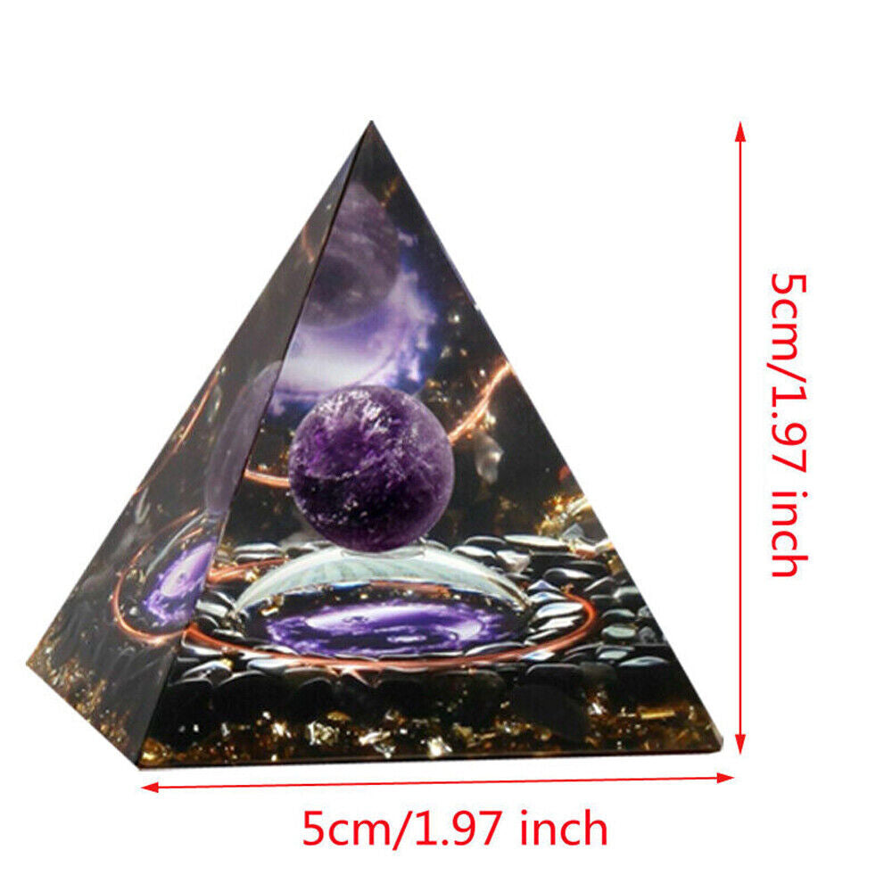 EMF Protection Orgonite Pyramid - Amethyst & Peridot Healing Crystal, Energy Orgone, Spiritual Decor, Positive Vibes, Stress Relief Home & Office Gift