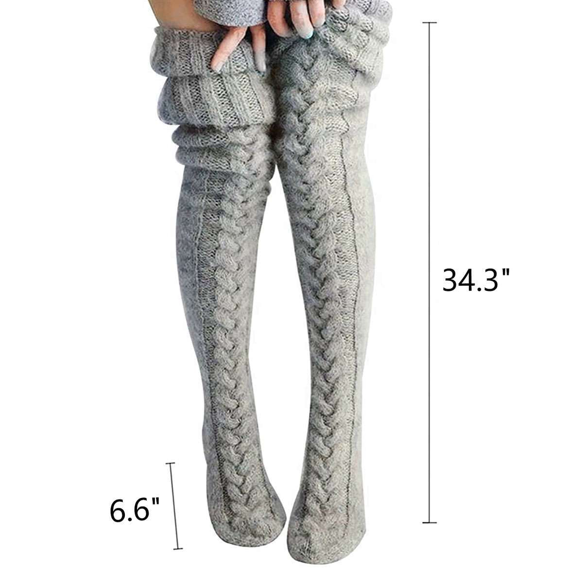 Women Warm Winter Knitted Socks over Knee Long Thigh High Boot Soft Stockings