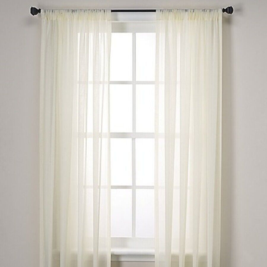 2 Piece Sheer Voile Window Elegance Curtains Drape Treatment 63, 84 Length