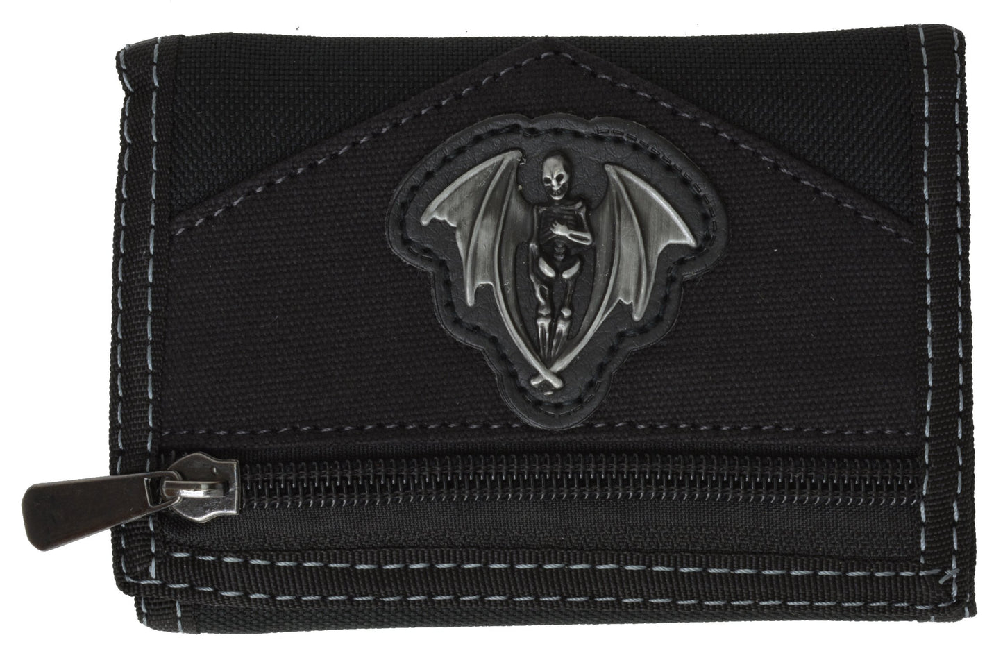 Men'S Tri-Fold Black Chain Wallet Motorcycle Rider Trucker Biker Wallet New