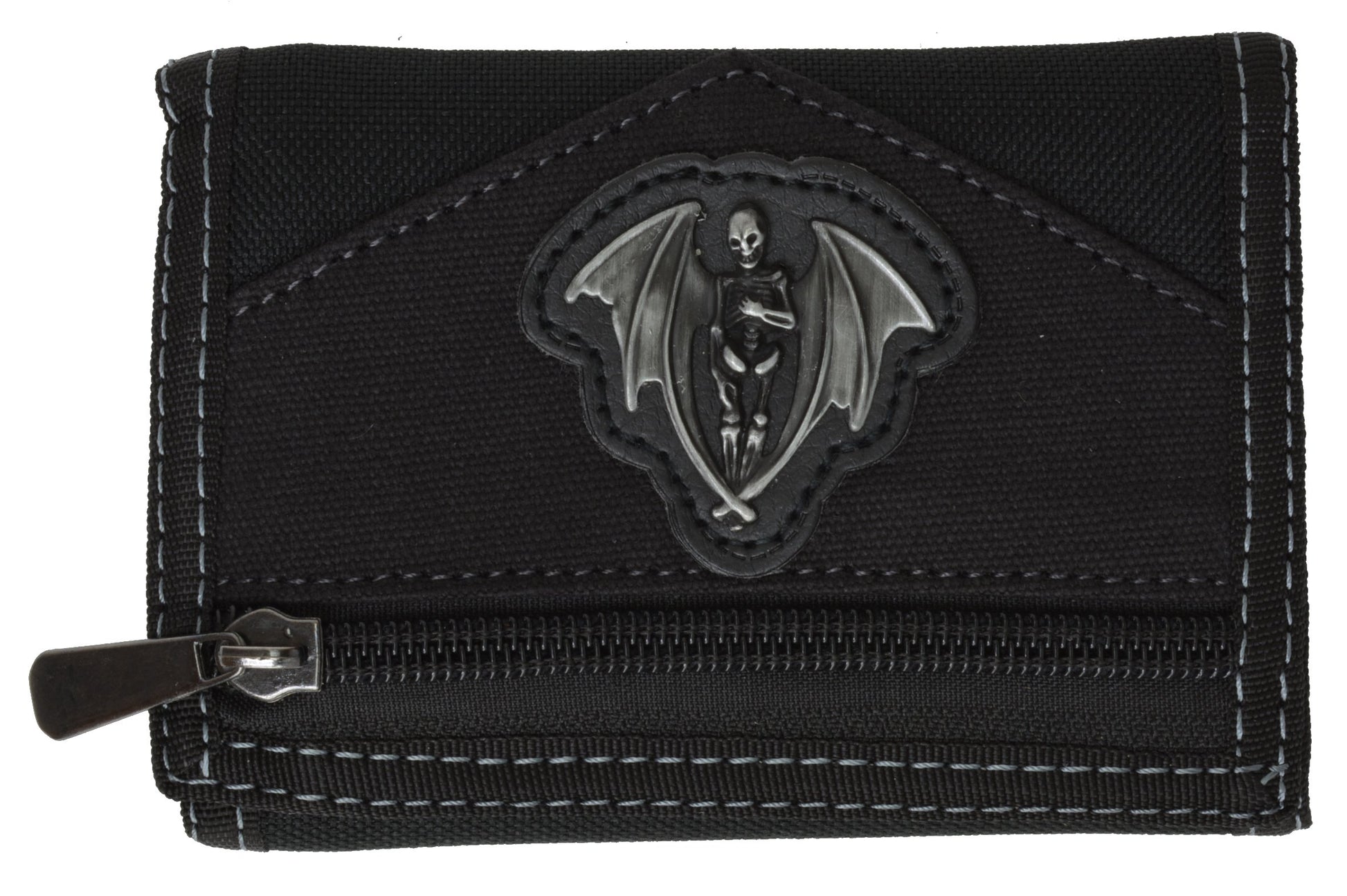 Men'S Tri-Fold Black Chain Wallet Motorcycle Rider Trucker Biker Wallet New