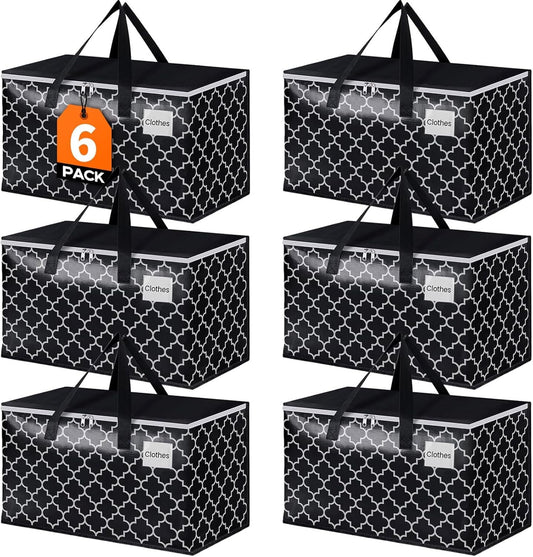 Homehacks Heavy Duty Moving Bags with Tag Pockets, Collapsible Storage Totes For