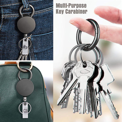 Retractable Badge Reel ID Card Holders Heavy Duty with Belt Clip Key Ring 2Packs