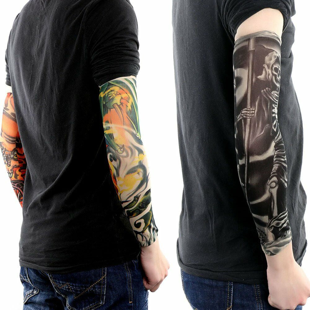 10/12PC Tattoo Cooling Arm Sleeves Cover Basketball Golf Sport UV Sun Protection