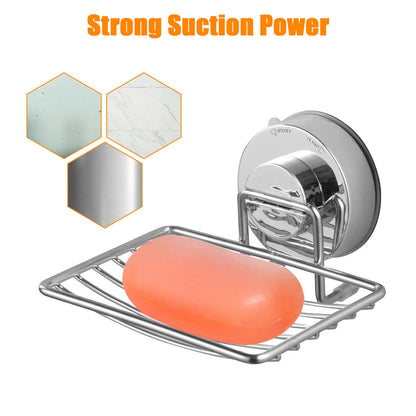 Stainless Steel Soap Dish Mounted Wall Holder Bathroom Shower Basket Storage Box