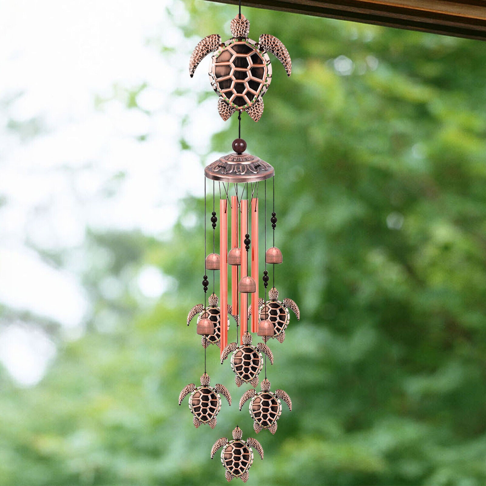 33'' Sea Turtle Wind Chimes Garden Outdoor 4 Tubes Bells Yard Home Hanging Decor
