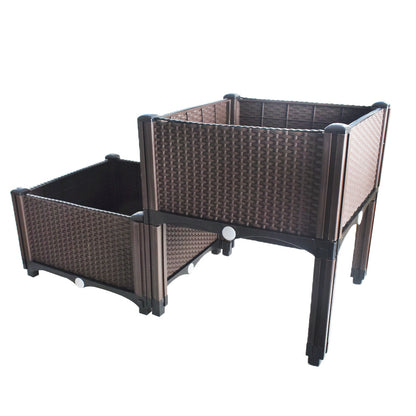 2X Elevated Rectangular Raised Garden Bed Flower Vegetable Grow Planter Care Box