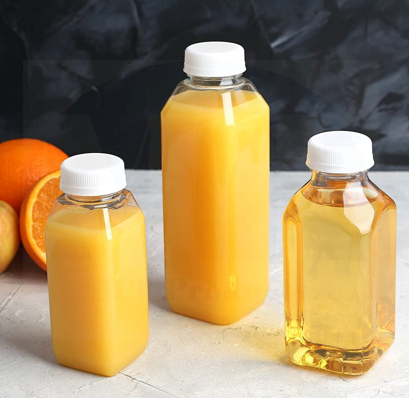 MT Products Empty Clear PET Plastic Juice Bottles with Caps 16 Oz - Pack of 12