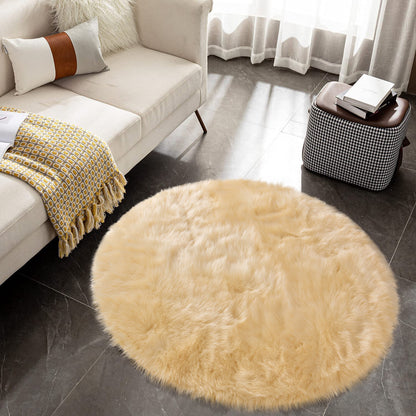 Faux Fur Sheepskin Fluffy Area Rugs round Shaggy Carpet for Bedroom Living Room