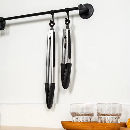 ✅SHIP NOW - Kitchen Food Tongs Silicone Stainless Steel Tongs Set | Black 9"/12"