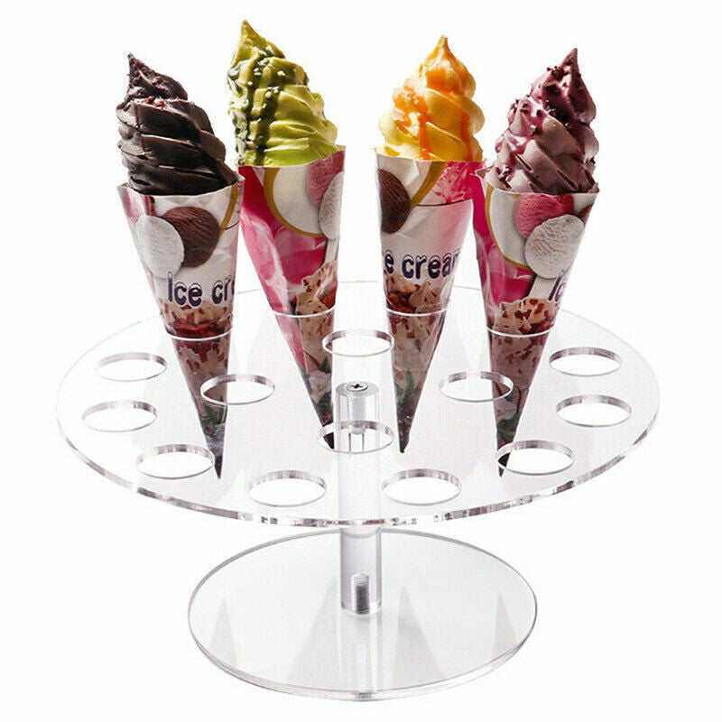 Ice Cream Cake Candy Acrylic Holder Wedding Buffet Display 16 Cones round Stand