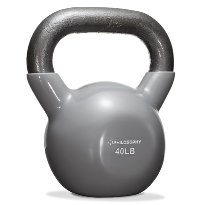 Vinyl Coated Cast Iron Kettlebell, 5 Lbs to 50 Pound Weights