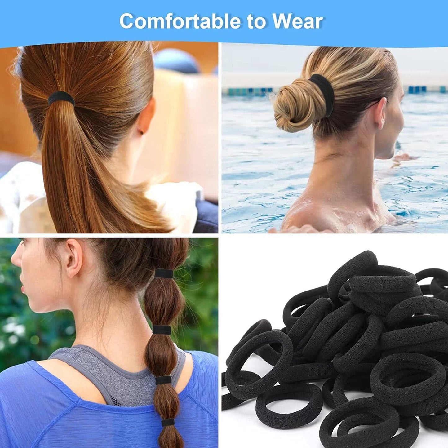 Elastic, No Damage Hair Ties - 50/100PCS Seamless Elastic Hair Bands for Thick & Thin Hair, Soft No Crease Ponytail Holders, Stretchy & Durable Hair 